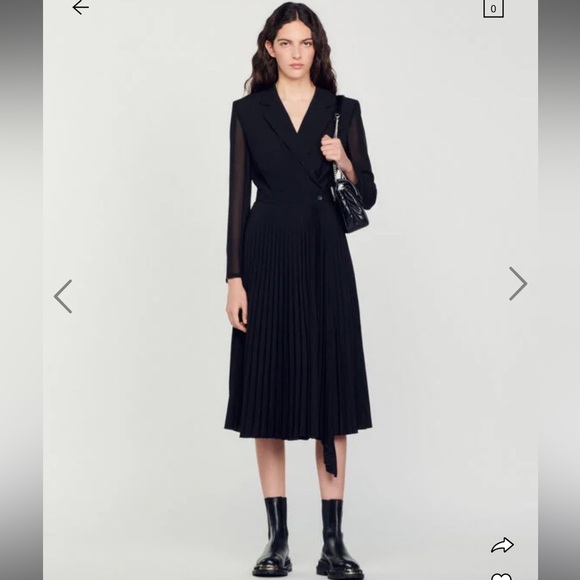 Sandro Dresses & Skirts - Sandro Dual-material long-sleeved dress US 6